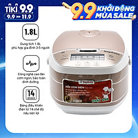 Nồi Cơm Điện Cao Tần Nagakawa NAG0102 (1.8 lít) - Gold Trắng - Hàng Chính Hãng