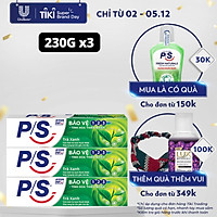 Combo 3 Kem Đánh Răng P/S Bảo Vệ 123 Trà Xanh 230g với tinh chất trà xanh thanh nhiệt giúp mang lại cảm giác mát dịu