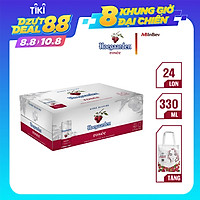 Thùng 24 lon bia Hoegaarden Rosee (330ml/lon)