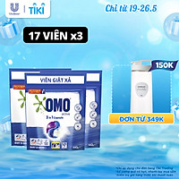 Combo 3 Túi Viên Giặt Quần Áo 3 Trong 1 Omo Cho Máy Giặt Cửa Trước Và Cửa Trên Bền Màu Công Nghệ Anh Quốc 17 Viên