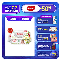 Combo 12 Khăn Ướt Dịu Nhẹ Cho Trẻ Sơ Sinh Huggies (64 Tờ/Gói)