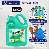 Chai Nước Rửa Chén 3.6kg Sunlight Diệt Khuẩn Chiết xuất Chanh và Lá Bạc Hà Chất Diệt Khuẩn Tự Nhiên Diệt vi khuẩn bám trên chén dĩa