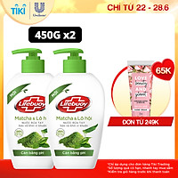 Combo 2 Nước Rửa Tay Lifebuoy Cân Bằng Độ Ph Bảo Vệ Khỏi Vi Khuẩn Và Dưỡng Ẩm Matcha & Lô Hội Chiết Xuất Từ Thiên Nhiên Chai 450g