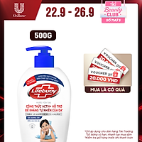 Nước rửa tay Lifebuoy 500g Sữa dưỡng ẩm giúp chăm sóc và bảo vệ khỏi 99.9% vi khuẩn trên tay