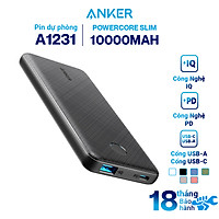 Pin Sạc Dự Phòng Tích Hợp Cổng USB Type-C In/Out Hỗ Trợ Power Delivery PD Anker PowerCore Slim PD 10000mAh - A1231 - Hàng Chính Hãng