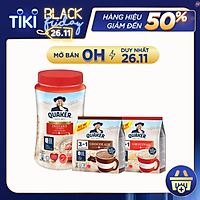Combo Yến Mạch Thượng Hạng: Yến Mạch Ăn Liền Quaker Hũ 600g & Thức Uống Yến Mạch Quaker 3in1 Vị Chocolate, Truyền Thống