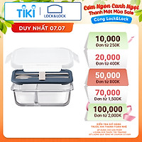 Hộp cơm thủy tinh kèm muỗng đũa LocknLock LLG991CL 930ml