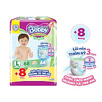 Tã quần Bobby mới L68 - Lõi nén thần kì 3mm - Siêu mỏng khô thoáng bất ngờ - Tặng thêm 8 miếng