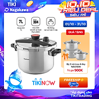 Nồi Áp Suất Đáy Từ Đa Lớp Nagakawa NAG1473 (7L) - Lòng Nồi Inox 304, Van Kép 3 Cấp An Toàn
