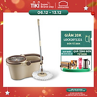 Bộ Cây Lau Nhà Xoay Tay Compact Spin Mop Lock&Lock ETM466: Thùng Giặt + Cây + Bông Lau