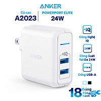 Adapter Sạc 2 Cổng Anker PowerPort Elite 24W - A2023 - Hàng Chính Hãng