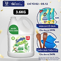 Chai Nước Rửa Chén 3.6kg Sunlight Thiên Nhiên An Toàn Chén Dĩa Muối khoáng & Lô Hội An Toàn Chén Dĩa Cho Cả Nhà, Kể Cả Chén Dĩa Trẻ Em