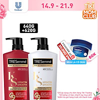 Combo Dầu Gội (640g) Và Dầu Xả (620g) Tresemmé Keratin Smooth Tinh Dầu Argan Và Keratin Vào Nếp Suôn Mượt