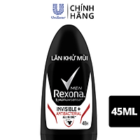 Lăn khử mùi Rexona Men Invisible & Antibacterial 48h khô thoáng kháng khuẩn dành cho nam, 45ml