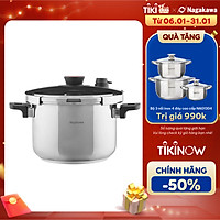 Nồi Áp Suất Đáy Từ Nagakawa NAG1481 (8L) - Lòng Nồi Inox 304, Van Kép 3 Cấp An Toàn