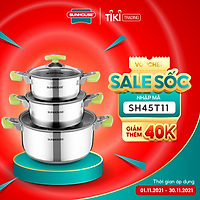 Bộ Nồi inox 3 ĐÁY SUNHOUSE SH336