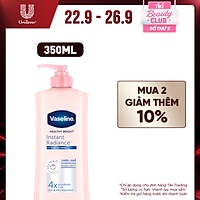 Sữa Dưỡng Thể Vaseline Instant Radiance Sáng Da Gấp 4 Lần Với Vi Chất Phản Quang Cho Da Sáng Khỏe Mịn Màng 350ml