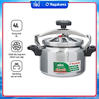 Nồi áp Suất Cơ Nagakawa NAG1441 (4 Lít) - Làm Bằng Hợp Kim Nhôm Cao Cấp Siêu Bền - Dùng Với Bếp Gas, Bếp Hồng Ngoại - Hàng Chính Hãng