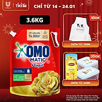 Nước giặt OMO Matic Comfort hương Tinh dầu thơm cho máy giặt cửa trên, xoáy bay vết bẩn, hương thơm bền lâu, túi 3.6kg