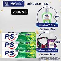 Combo 3 Kem Đánh Răng P/S Bảo Vệ 123 Trà Xanh 230g với tinh chất trà xanh thanh nhiệt giúp mang lại cảm giác mát dịu