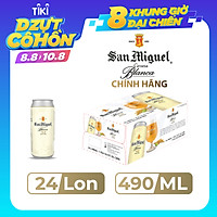 Thùng 24 lon Bia Lúa Mì Trắng San Miguel Cerveza Blanca Lon 490 ml