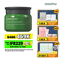 Kem dưỡng cung cấp ẩm từ trà xanh và dầu hạt trà xanh tươi Innisfree Green Tea Seed Cream 50ml - NEW