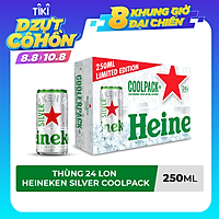 Thùng 24 lon bia Heineken Silver Coolpack 250ml/lon