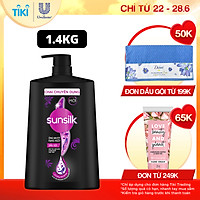 Dầu gội Sunsilk Óng Mượt Rạng Ngời 1.4kg giúp tóc chắc khoẻ, bóng mượt với Bồ Kết, dầu Hạnh Nhân, Protein Gạo Đen và Vitamin E