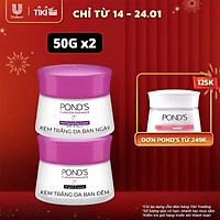 Bộ Đôi Kem Dưỡng Trắng Da Cao Cấp Ngày & Đêm Pond's Flawless Radiance Derma+ (50g/hũ)