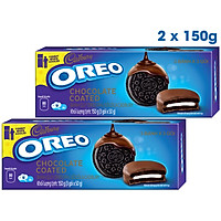 Combo 2 Hộp Bánh Quy OREO Phủ Socola Sữa Kẹp Kem 2x150g