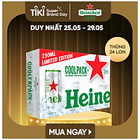 Thùng 24 lon bia Heineken Silver Coolpack 250ml/lon