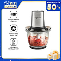 Máy xay thịt 2 lưỡi dao kép cối thủy tinh Nagakawa NAG0812 (400W - 1.5 Lít) - Hàng Chính Hãng
