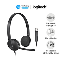 Tai nghe có dây Logitech H340 - Mic giảm ồn, điều khiển trên dây, âm thanh kỹ thuật số, đệm tai thoải mái, kết nối USB-A - Hàng chính hãng