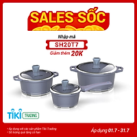 Bộ Nồi Quánh Vân Đá Đáy Từ Sunhouse SHG2003MMA - Xanh