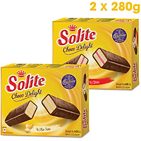 Combo 2 Hộp Bánh SOLITE Phủ Socola Tầng Kem Vị Bơ Sữa và Vị Dâu 2x280g