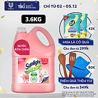 Chai Nước Rửa Chén 3.6kg Sunlight Mềm Dịu Không hại da tay Hương Bưởi & Hoa Anh Đào Thành phần làm sạch 100% từ gốc thực vật