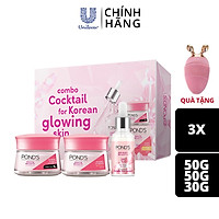 Hộp quà Pond's: Combo serum dưỡng sáng mờ thâm và kem dưỡng ẩm ngày đêm Pond's Bright Beauty 30g 50g x2 tặng máy rửa mặt tiện lợi