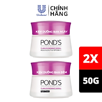 Bộ Đôi Kem Dưỡng Trắng Da Cao Cấp Ngày & Đêm Pond's Flawless Radiance Derma+ (50g/hũ)