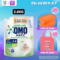TúI Nước Giặt Omo Matic Cho Quần Áo Bé Yêu Chiết Xuất Tràm Trà Và Nha Đam Dịu Nhẹ, Sạsh Khuẩn 3.6Kg