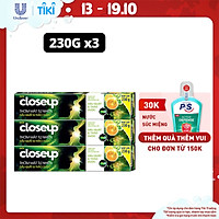 Combo 3 Kem đánh răng dạng gel sạch khuẩn Closeup Thơm Mát Tự Nhiên Dầu Quất & Thảo Dược 230g cho hơi thở thơm mát dài lâu