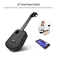 Populele U2 23 Inch Smart Concert Ukulele Ukelele Uke Supports APP Teaching Function Carbon Fiber Body ABS Fretboard - Black