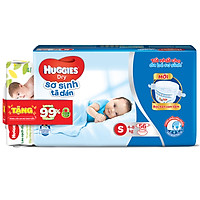 Tã Dán Sơ Sinh Huggies Dry Newborn S56 (56 Miếng) - Tặng Kèm Khăn ướt Huggies