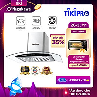 Máy Hút Mùi Than Hoạt Tính Cỡ Lớn Nagakawa NAG1857-70Cm - Bộ Lọc 5 Lớp Inox - Hàng Chính Hãng