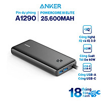 Pin Dự Phòng Anker PowerCore III Elite 25.600mAh Hỗ Trợ Sạc Nhanh PowerIQ 3.0 và PowerDelivery PD 60W Tích Hợp USB Type-C In/Out (có hỗ trợ sạc macbook) - A1290 - Hàng Chính Hãng