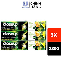 Combo 3 Kem đánh răng dạng gel sạch khuẩn Closeup Thơm Mát Tự Nhiên Dầu Quất & Thảo Dược 230g cho hơi thở thơm mát dài lâu
