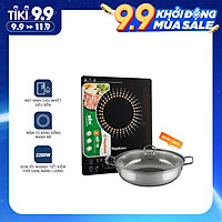 Bếp từ cảm ứng Nagakawa NAG0703 (2200W) - Tặng kèm nồi lẩu - Hàng chính hãng (Hoa Văn Ngẫu Nhiên)