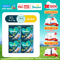 Combo 4 Tã/ Bỉm Quần PAMPERS Ngon Giấc, Size L(30 miếng, 9-14kg)/ XL(26 miếng, 12-17kg)/ XXL(22 miếng, 15-25kg), Khô Thoáng Suốt Đêm