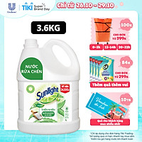 Chai Nước Rửa Chén 3.6kg Sunlight Thiên Nhiên An Toàn Chén Dĩa Muối khoáng & Lô Hội An Toàn Chén Dĩa Cho Cả Nhà, Kể Cả Chén Dĩa Trẻ Em