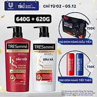 Combo Dầu Gội, Dầu Xả TRESEMME Keratin Smooth Dưỡng tóc khô xơ rối Công thức chuẩn salon Hydrolyzed Keratin trong Dầu Gội và dầu Xả dưỡng Tóc Vào Nếp Suôn Mượt 640g, 620g