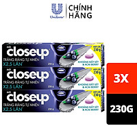 Combo 3 Kem đánh răng dạng Gel Closeup Trắng Răng Tự Nhiên Khoáng Đất Sét & Acai Berry 230g cho răng trắng tự nhiên hơn 2.5 lần